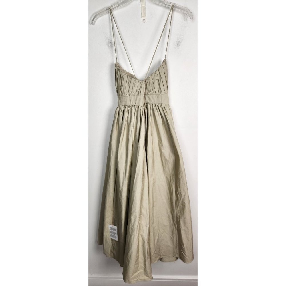 ASOS Design Women's Sz. 4 Cotton Structured Midi Dress Corset Detail Stone NWT - Picture 7 of 10